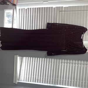 Black V Neck Long Sequin Dress